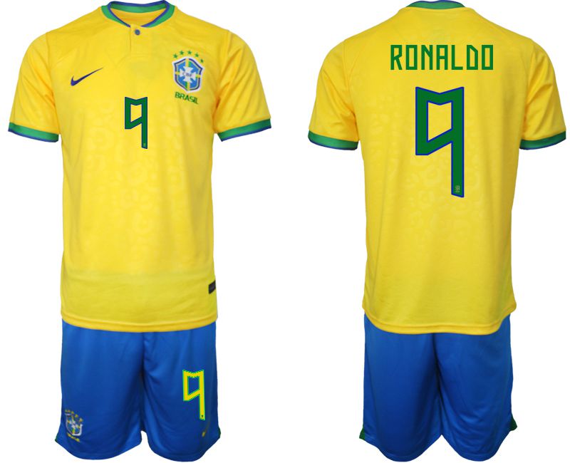 Men 2022 World Cup National Team Brazil home yellow 9 Soccer Jerseys1